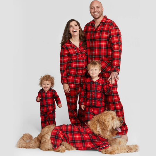 Christmas plaid cotton Pajamas For The Whole Family