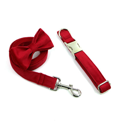 Personalized red heart flannelette collar and lead set