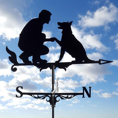 Man and Dog Stainless Steel Wind Vane