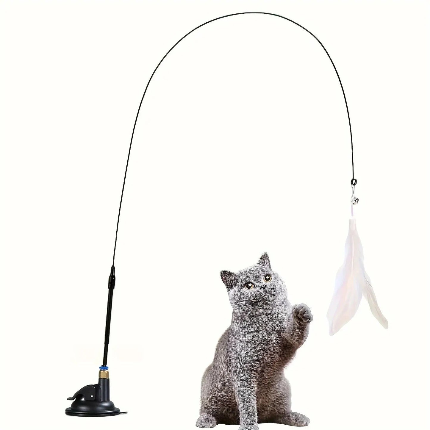 Cat Toy Teaser Stick with Bell and Feather