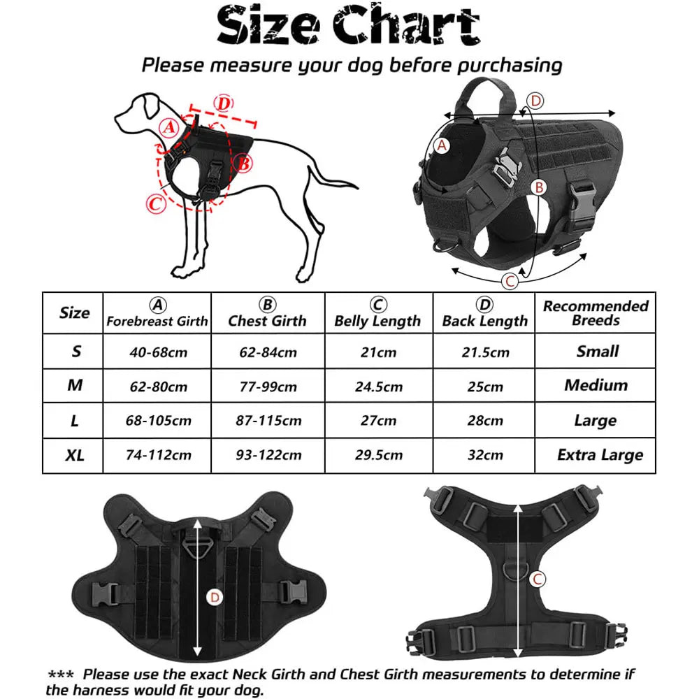 All-in-One Military Dog Harness Set: Ideal for Training & Walking Large Breeds like German Shepherds & Malinois