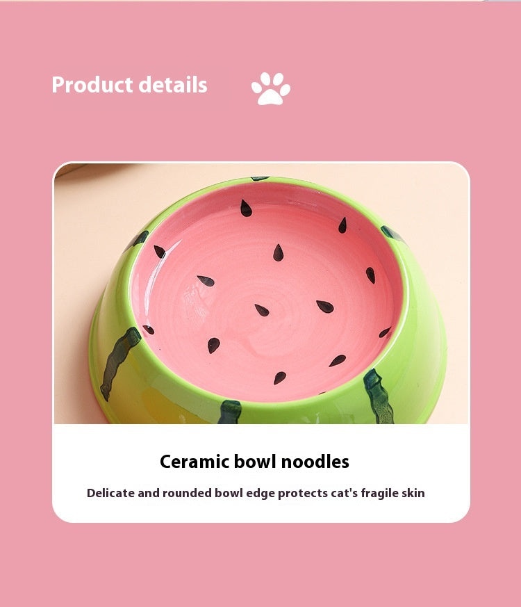 Cute Fruit Ceramic Cat Feeder - Secure Non-Tip Base