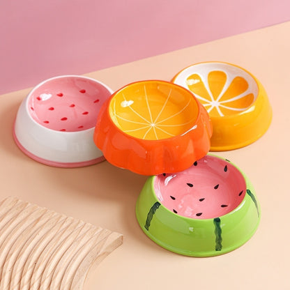 Cute Fruit Ceramic Cat Feeder - Secure Non-Tip Base