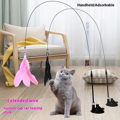 Cat Toy Teaser Stick with Bell and Feather