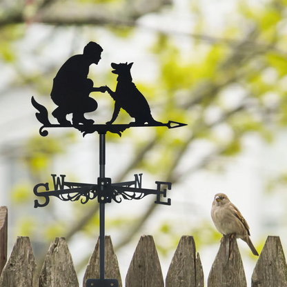 Man and Dog Stainless Steel Wind Vane