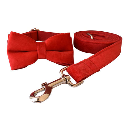 Personalized red heart flannelette collar and lead set