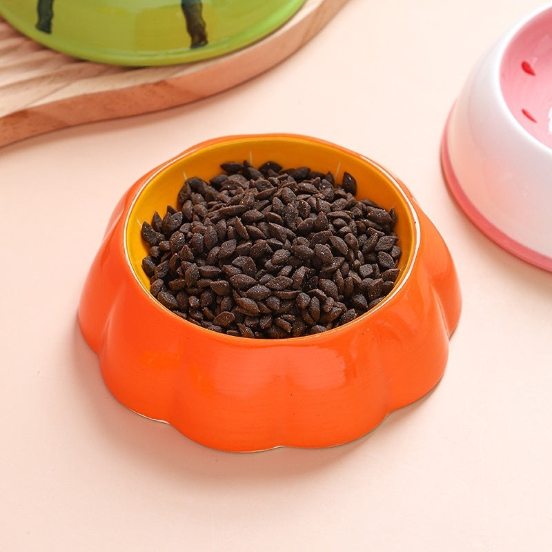 Cute Fruit Ceramic Cat Feeder - Secure Non-Tip Base