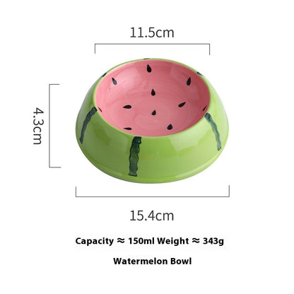 Cute Fruit Ceramic Cat Feeder - Secure Non-Tip Base